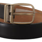 Dolce & Gabbana Black Brown Backend Leather Vintage Metal Buckle Belt