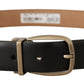 Dolce & Gabbana Black Brown Backend Leather Vintage Metal Buckle Belt