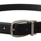 Dolce & Gabbana Black Leather Silver Metal Chrome Logo Buckle  Belt