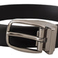 Dolce & Gabbana Black Leather Silver Metal Chrome Logo Buckle  Belt