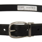 Dolce & Gabbana Black Leather Chrome Logo Metal Buckle Belt