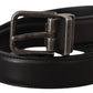 Dolce & Gabbana Black Calf Leather Logo Metal Buckle Belt