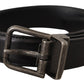 Dolce & Gabbana Black Calf Leather Logo Metal Buckle Belt