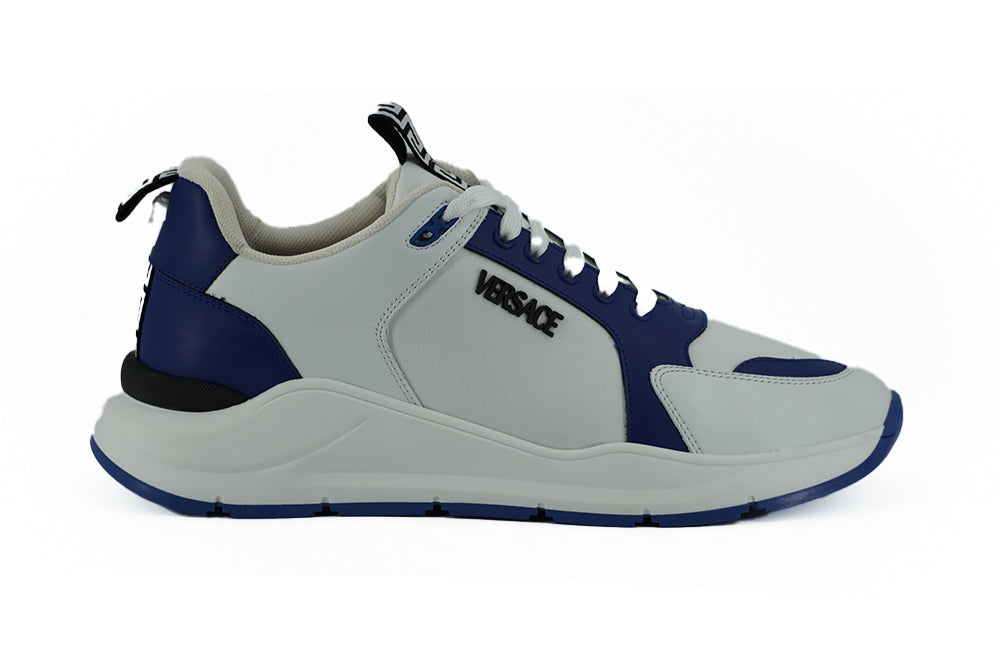 Versace Blue White Calf Leather Sneakers