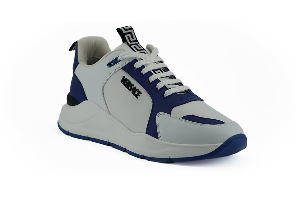 Versace Blue White Calf Leather Sneakers