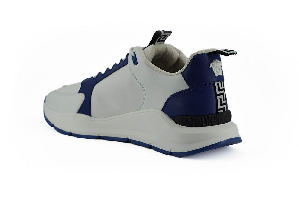 Versace Blue White Calf Leather Sneakers