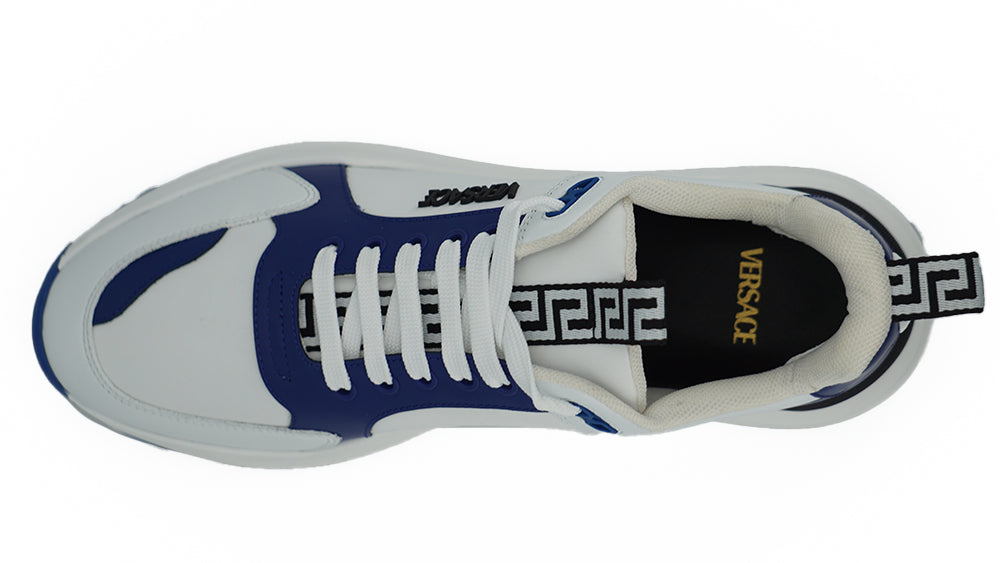 Versace Blue White Calf Leather Sneakers