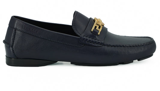 Versace Navy Blue Calf Leather Loafers