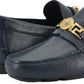 Versace Navy Blue Calf Leather Loafers