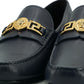 Versace Navy Blue Calf Leather Loafers