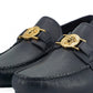 Versace Navy Blue Calf Leather Loafers Shoes