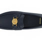 Versace Navy Blue Calf Leather Loafers Shoes