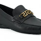 Versace Black Calf Leather Loafers Shoes