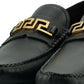 Versace Black Calf Leather Loafers Shoes