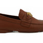 Versace Natural Brown Calf Leather Loafers Shoes