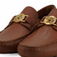 Versace Natural Brown Calf Leather Loafers Shoes