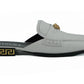 Versace White Calf Leather Slides Flat Shoes