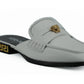 Versace White Calf Leather Slides Flat Shoes