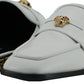 Versace White Calf Leather Slides Flat Shoes