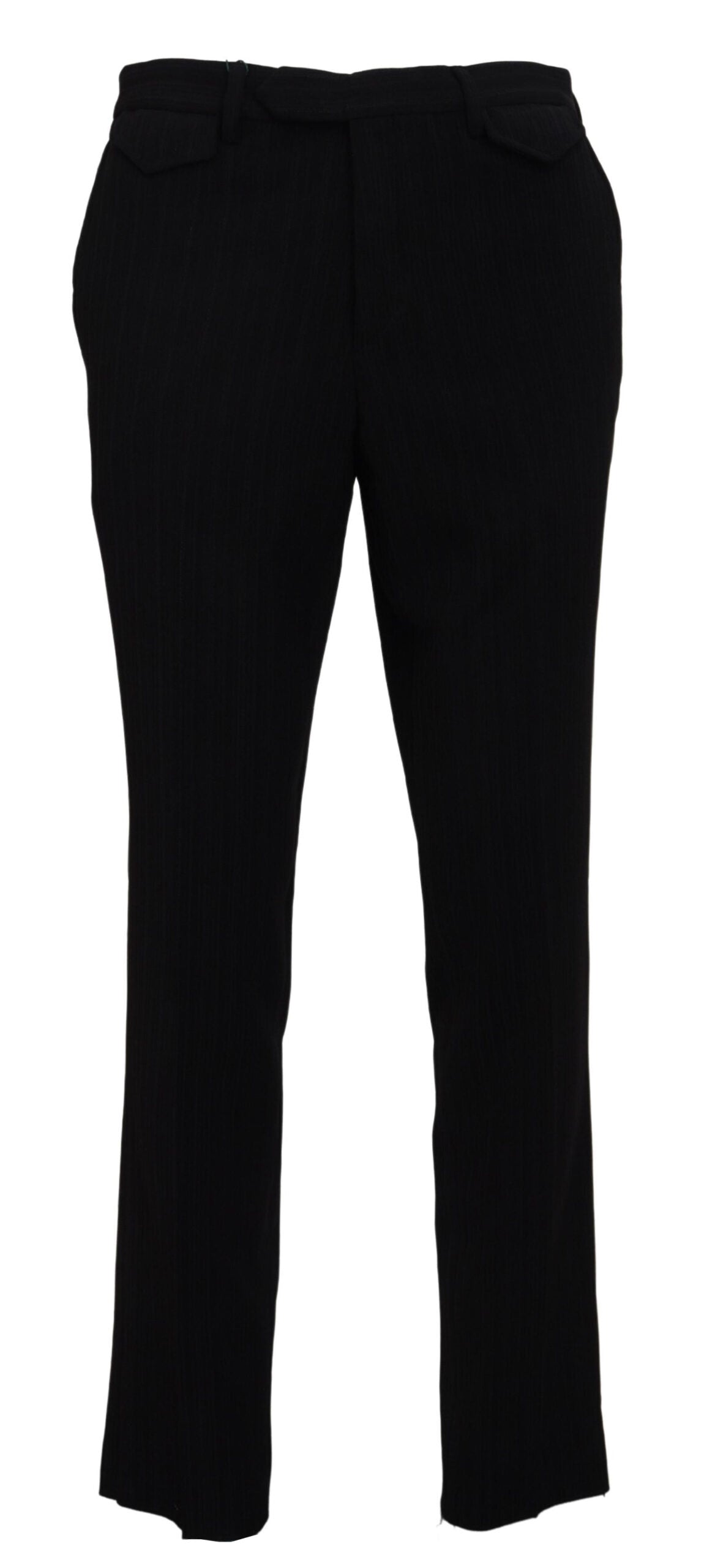 BENCIVENGA Black Cotton Straight Fit Men Formal Pants