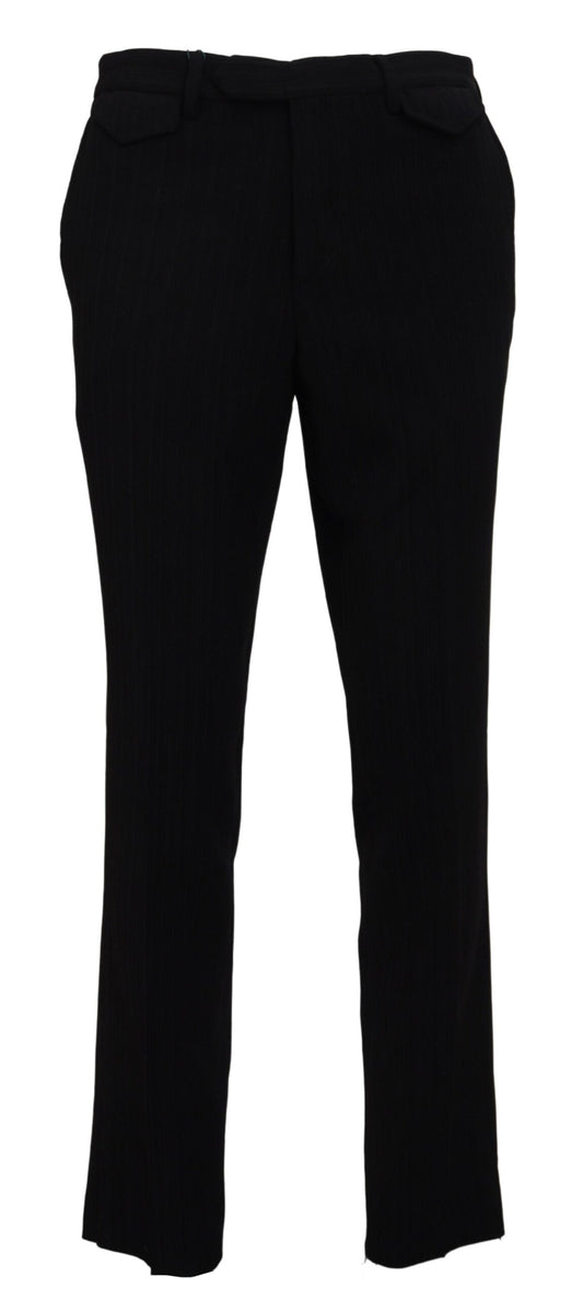 BENCIVENGA Black Cotton Straight Fit Men Formal Pants