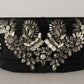 Dolce & Gabbana Black Silk Brass Crystal Embellished Waist Belt