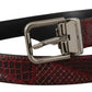 Dolce & Gabbana Red Exotic Leather Metal Logo Buckle Belt