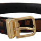 Dolce & Gabbana Multicolor Leather Jacquard Gold Metal Buckle Belt