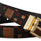 Dolce & Gabbana Multicolor Leather Jacquard Gold Metal Buckle Belt