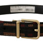 Dolce & Gabbana Multicolor Leather Jacquard Gold Metal Buckle Belt