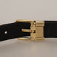 Dolce & Gabbana Multicolor Leather Jacquard Gold Metal Buckle Belt