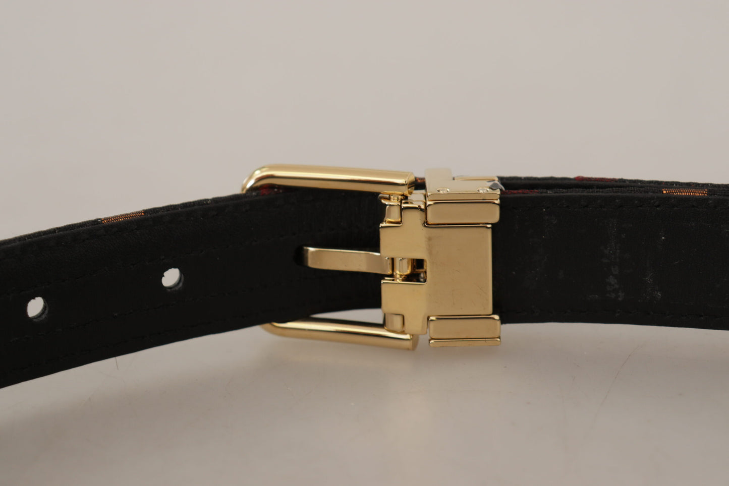 Dolce & Gabbana Multicolor Leather Jacquard Gold Metal Buckle Belt