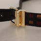 Dolce & Gabbana Multicolor Leather Jacquard Gold Metal Buckle Belt