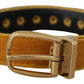 Dolce & Gabbana Mustard Velvet Gold Logo Engraved Metal Buckle Belt