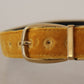 Dolce & Gabbana Mustard Velvet Gold Logo Engraved Metal Buckle Belt