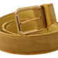 Dolce & Gabbana Yellow Velvet Gold Metal Logo Engraved Buckle Belt