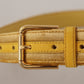 Dolce & Gabbana Yellow Velvet Gold Metal Logo Engraved Buckle Belt