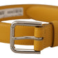 Dolce & Gabbana Yellow Leather Silver Tone Logo Metal Buckle Belt