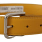 Dolce & Gabbana Yellow Leather Silver Tone Logo Metal Buckle Belt