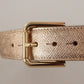 Dolce & Gabbana Chic Rose Gold Leather Belt with Logo Buckle