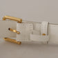 Dolce & Gabbana White Calf Leather Gold Tone Logo Metal Buckle Belt