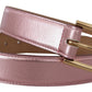 Dolce & Gabbana Metallic Pink Polished Leather Logo Metal Buckle Belt