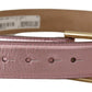 Dolce & Gabbana Metallic Pink Polished Leather Logo Metal Buckle Belt