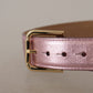 Dolce & Gabbana Metallic Pink Polished Leather Logo Metal Buckle Belt