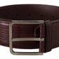 Dolce & Gabbana Maroon Calf Leather Wide Logo Engraved Buckle Belt