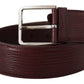 Dolce & Gabbana Maroon Calf Leather Wide Logo Engraved Buckle Belt