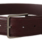 Dolce & Gabbana Maroon Calf Leather Wide Logo Engraved Buckle Belt