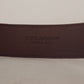 Dolce & Gabbana Maroon Calf Leather Wide Logo Engraved Buckle Belt