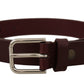 Dolce & Gabbana Maroon Calf Leather Silver Tone Metal Buckle Belt