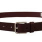 Dolce & Gabbana Maroon Calf Leather Silver Tone Metal Buckle Belt